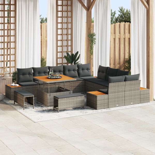 vidaXL Gartensofa-set 13 pcs Grau Poly-Rattan