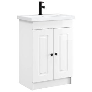 vidaXL Badezimmerm&ouml;bel-Set Hochglanz Wei&szlig; 78,5 x 37,5 x 81 cm