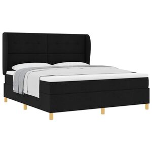 vidaXL Boxspringbett mit Matratze Dunkelgrau 90x190 cm Schwarz Stoff