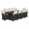 vidaXL 11-tlg. Garten-Bistro-Set mit Kissen Schwarz Poly Rattan