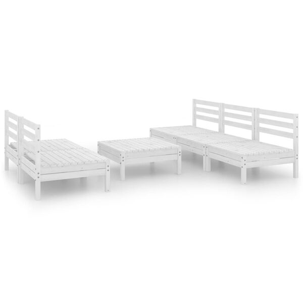 vidaXL 6-tlg. Garten-Lounge-Set Wei&szlig; Kiefer Massivholz