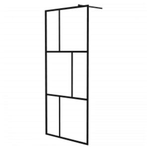 vidaXL Duschwand f&uuml;r Begehbare Duschen mit Hartglas Schwarz 90x195 cm