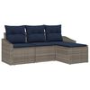 vidaXL Sofa Set mit Kissen 4 pcs Grau und Marineblau Poly-Rattan