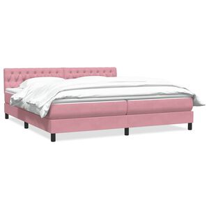 vidaXL Boxspringbett mit Matratze Rosa 180x210 cm Samt