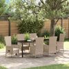 vidaXL Garten Essgruppe mit Kissen 7 pcs Beige Poly-Rattan