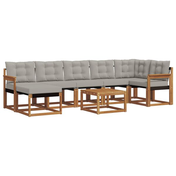 vidaXL Outdoor-Sofagarnitur mit Kissen 8 pcs Nat&uuml;rlich und Hellgrau