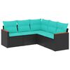 vidaXL 5-teiliges Gartensofa-Set mit Kissen, schwarzes Polyrattan