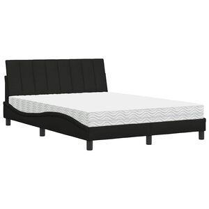 vidaXL Bett mit Matratze "Hanko" Schwarz 140x200 cm Stoff