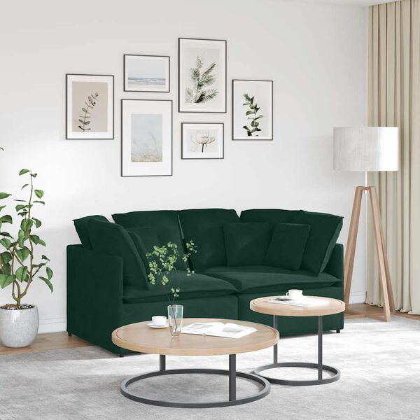 vidaXL Modulares Sofa mit Kissen Samt Dunkelgr&uuml;n