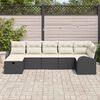 vidaXL Sofa Set mit Kissen 7 pcs Schwarz und Creme Poly-Rattan