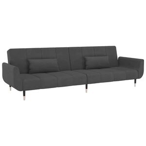 vidaXL Schlafsofa 2-Sitzer mit 2 Kissen Dunkelgrau Samt