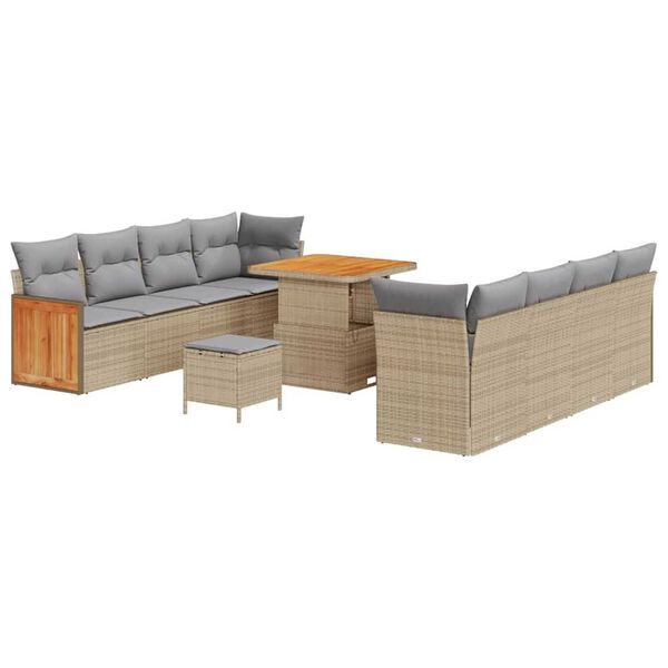vidaXL Garten-Sofa-Set mit Kissen 11 pcs Beige und Hellgrau
