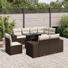 vidaXL 9-tlg. Garten-Sofagarnitur mit Kissen Braun Poly Rattan