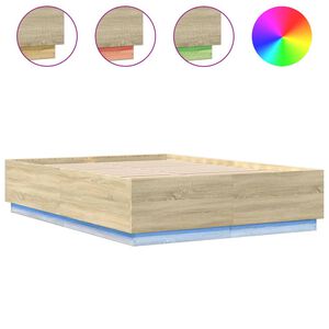 vidaXL Bettgestell mit LED Sonoma-Eiche 120x200 cm Holzwerkstoff