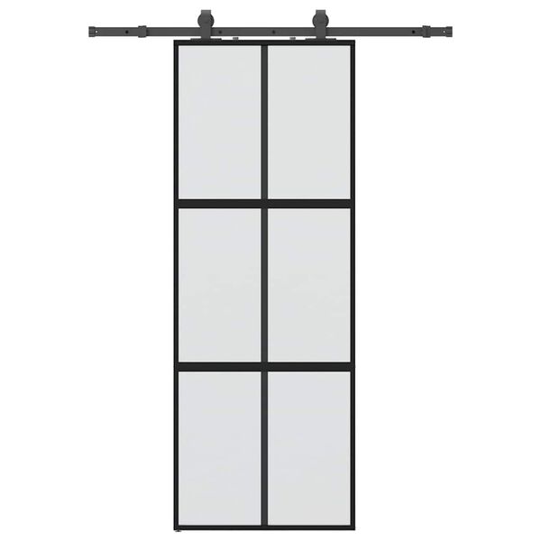 vidaXL Schiebet&uuml;r mit Beschlag Schwarz 76x205 cm Hartglas