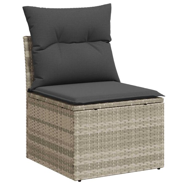 vidaXL Garten-Sofa-Set mit Kissen 3 pcs Hellgrau Poly Rattan