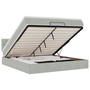 vidaXL Ottoman-Bett mit Matratze & LEDs Hellgrau 180x200 cm Samt