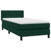 vidaXL Boxspringbett mit Matratze Dunkelgr&uuml;n 80x220 cm Samt