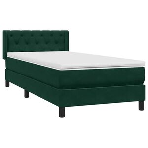 vidaXL Boxspringbett mit Matratze Dunkelgr&uuml;n 80x220 cm Samt