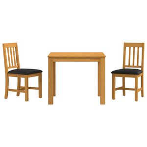 vidaXL Essgruppe 3 stk. Schwarz Massivholz Eiche