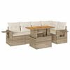 vidaXL 6-tlg. Garten-Sofagarnitur mit Kissen Beige Poly Rattan