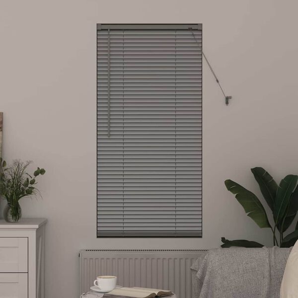 vidaXL Fensterjalousie mit Vorh&auml;ngen Silber Aluminium