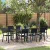 vidaXL Garten Essgruppe 9 pcs Schwarz Pulverbeschichteter Stahl