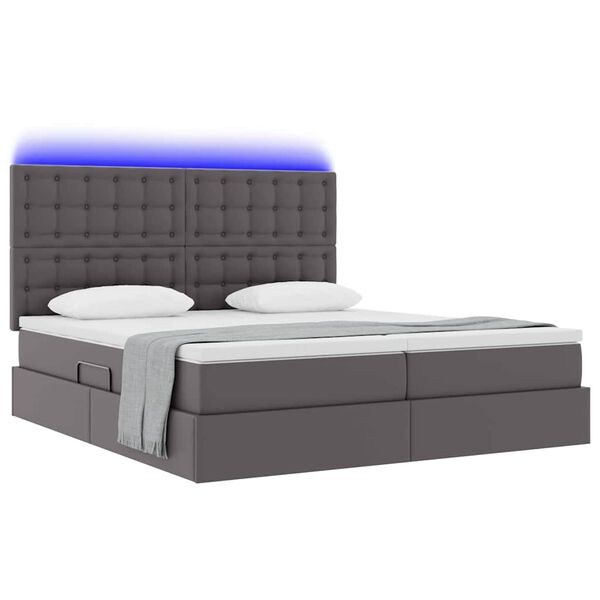 vidaXL Bett mit Stauraum und LED Grau 180 x 200 cm Kunstleder