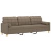 vidaXL 3-Sitzer-Sofa mit Kissen Taupe 210 cm Stoff