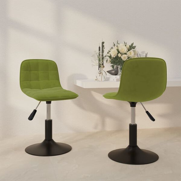 vidaXL Esszimmerst&uuml;hle 2 Stk. Drehbar Hellgr&uuml;n Samt