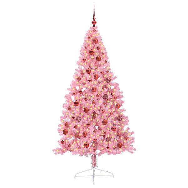 vidaXL K&uuml;nstlicher vorbeleuchteter Weihnachtsbaum Rosa 180 cm PVC