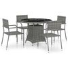 vidaXL 5-tlg. Garten-Essgruppe Poly Rattan Anthrazit und Grau