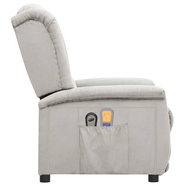 vidaXL Massagesessel Elektrisch Hellgrau Mikrofasergewebe