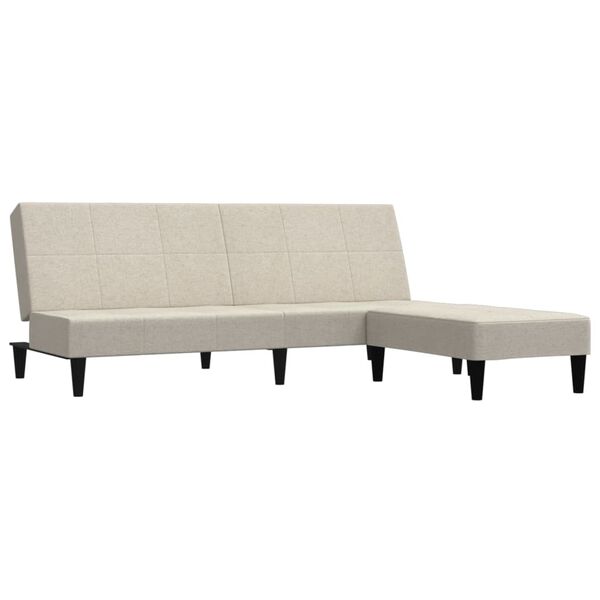vidaXL Schlafsofa 2-Sitzer mit Hocker Creme Mikrofasergewebe