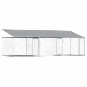vidaXL Hundezwinger mit Dach und T&uuml;ren Grau 6x2x2 m Verzinkter Stahl