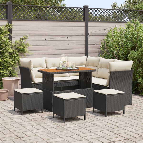 vidaXL Gartensofa-set 9 pcs Schwarz Poly-Rattan