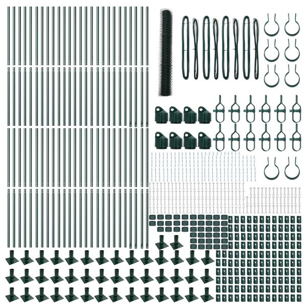 vidaXL Zaunpfosten Grün 100 x 1,2 m (50 mm Maschenweite) Stahl und PVC