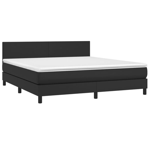 vidaXL Boxspringbett mit Matratze Schwarz 160x200 cm Kunstleder