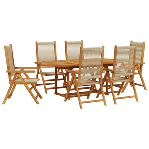 vidaXL 7-tlg. Garten-Essgruppe Polypropylen und Massivholz Beige
