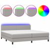 vidaXL Boxspringbett mit Matratze & LED Hellgrau 200x200 cm Stoff
