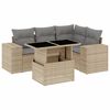 vidaXL 5-tlg. Garten-Sofagarnitur mit Kissen Beige Poly Rattan