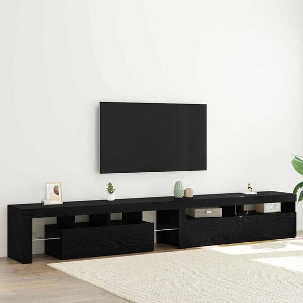 vidaXL TV-Schr&auml;nk 3 pcs Schwarz Eichen-Optik 260 x 37 x 40 cm