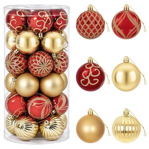 vidaXL Weihnachtskugelset 30 stk. Gold und Rot &Oslash; 6 cm Kunststoff