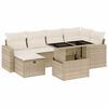 vidaXL 7-tlg. Garten-Sofagarnitur mit Kissen Beige Poly Rattan