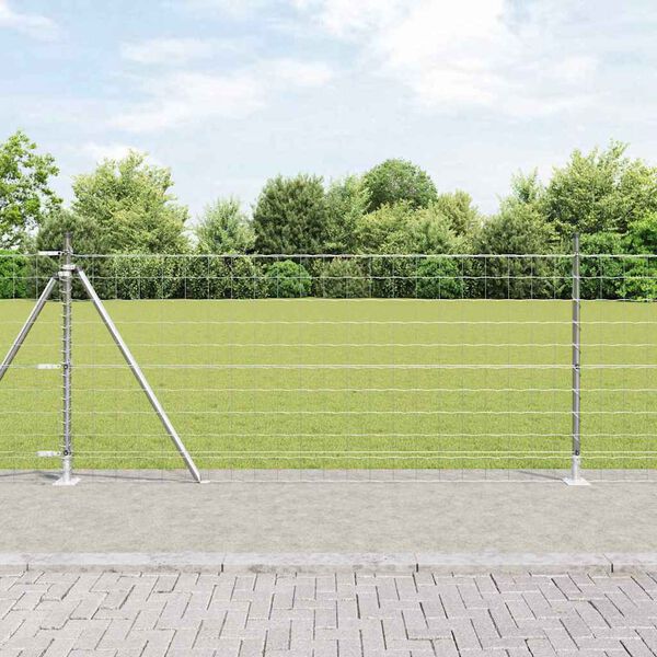 vidaXL Zaun mit Pfosten Silber 1 x 10 m Stahl