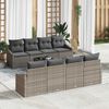vidaXL Sofa Set mit Kissen mit Kissen 9 pcs Grau Poly Rattan