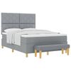 vidaXL Boxspringbett mit Matratze Hellgrau 160 x 200 cm Stoff