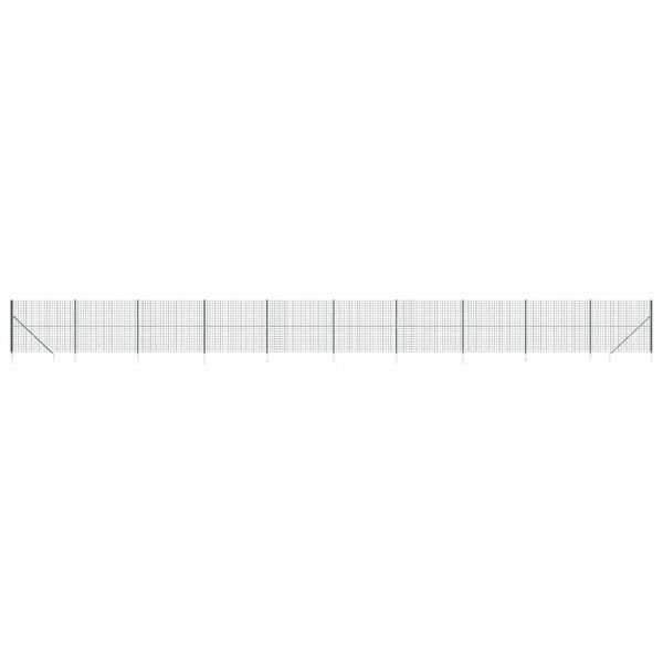 vidaXL Maschendrahtzaun mit Bodenhülsen Grün 2x25 m