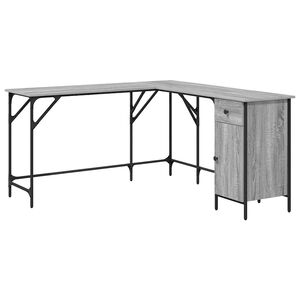 vidaXL Schreibtisch Grau Sonoma 141x141x75 cm Holzwerkstoff