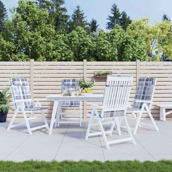 vidaXL Hochlehner-Auflagen 4 Stk. Grau Karomuster Oxford-Gewebe